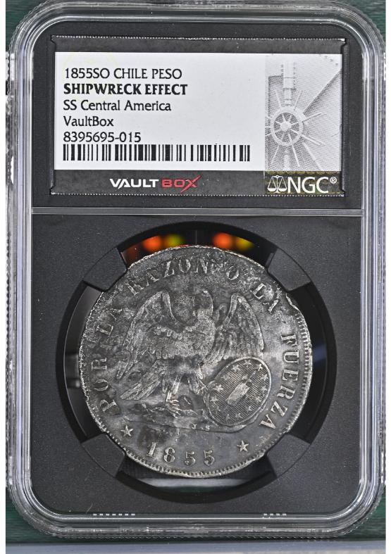 1855SO CHILE PESO NGC SHIPWRECK EFFECT FRONT