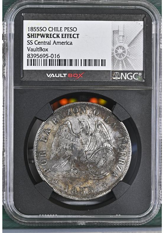 1855SO CHILE PESO NGC SHIPWRECK EFFECT FRONT