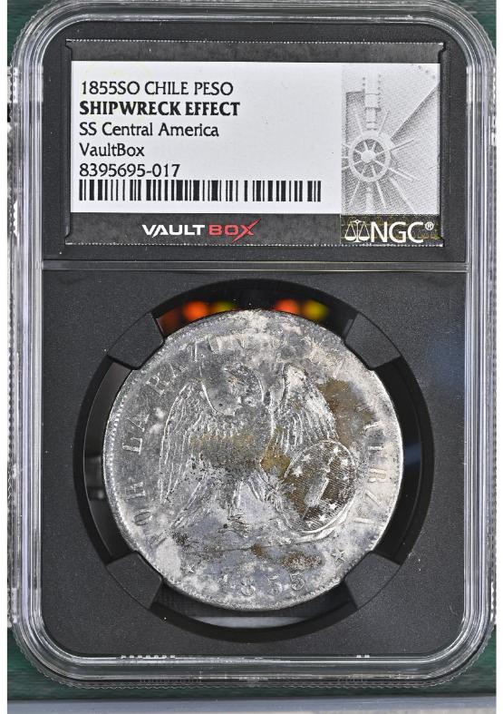 1855SO CHILE PESO NGC SHIPWRECK EFFECT FRONT