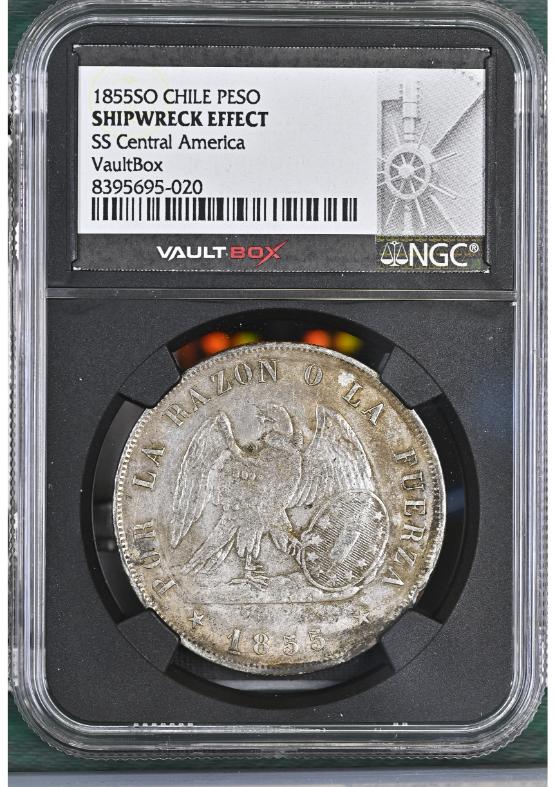 1855SO CHILE PESO NGC SHIPWRECK EFFECT FRONT