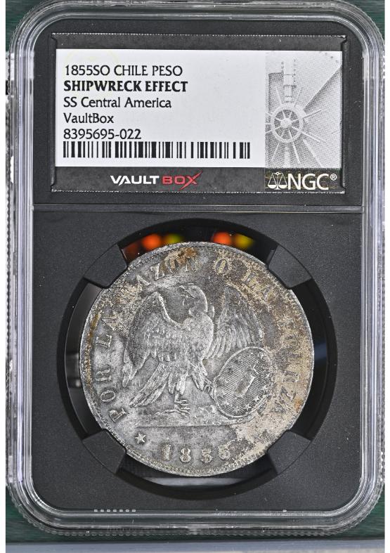 1855SO CHILE PESO NGC SHIPWRECK EFFECT FRONT