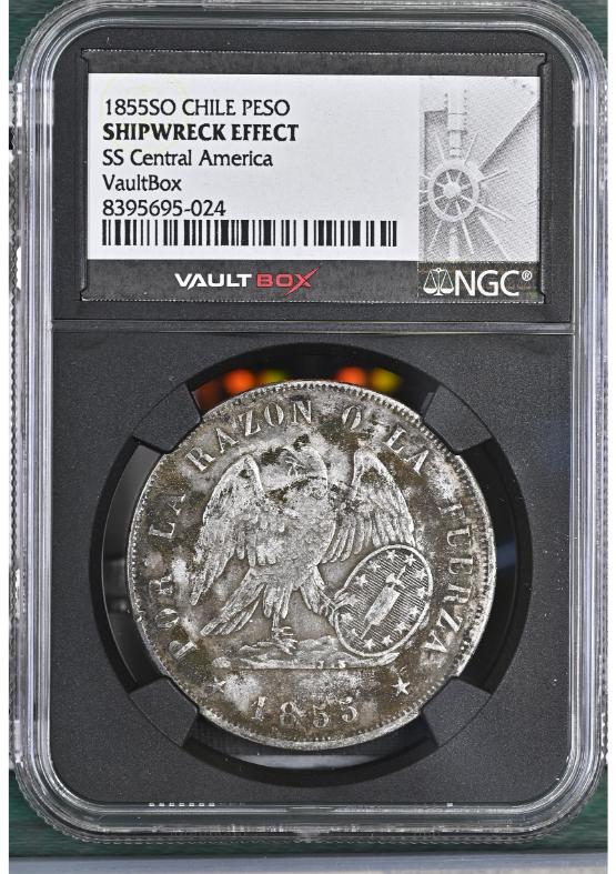 1855SO CHILE PESO NGC SHIPWRECK EFFECT FRONT