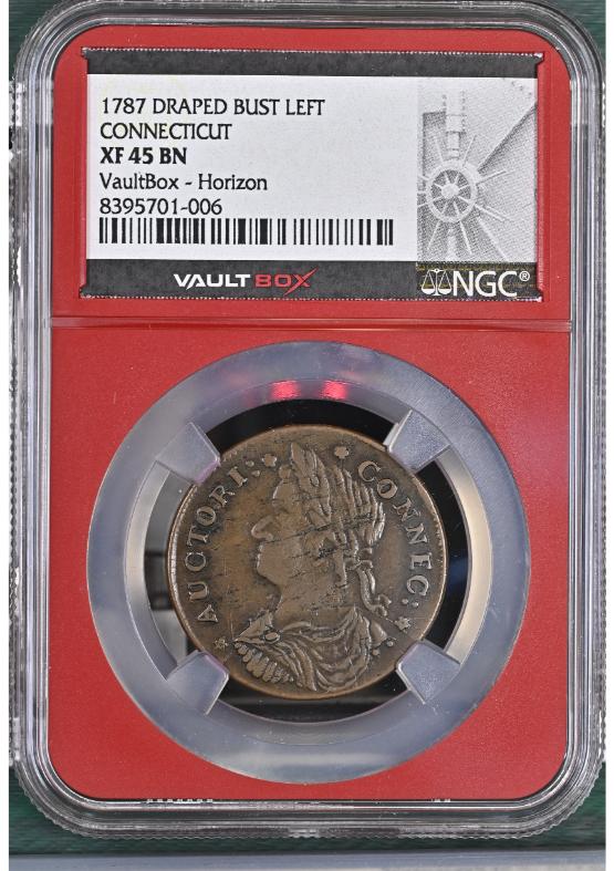 1787 DRAPED BUST LEFT CONNECTICUT NGC XF45BN FRONT