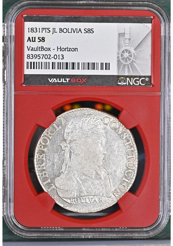 1831PTS JL BOLIVIA S8S NGC AU58 FRONT
