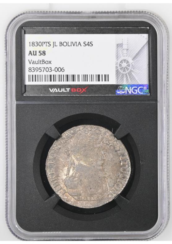 1830PTS JL BOLIVIA S4S NGC AU58 FRONT