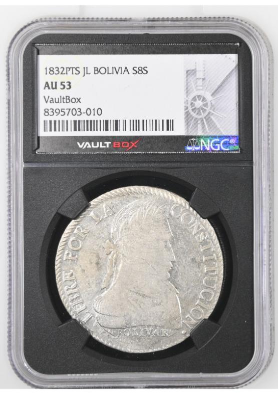 1832PTS JL BOLIVIA S8S NGC AU53 FRONT