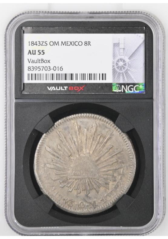 1843ZS OM MEXICO 8R NGC AU55 FRONT