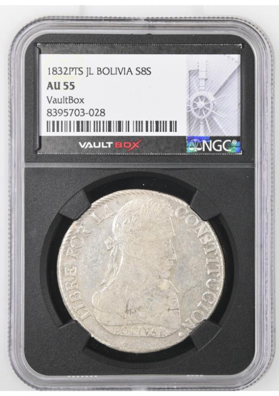 1832PTS JL BOLIVIA S8S NGC AU55 FRONT