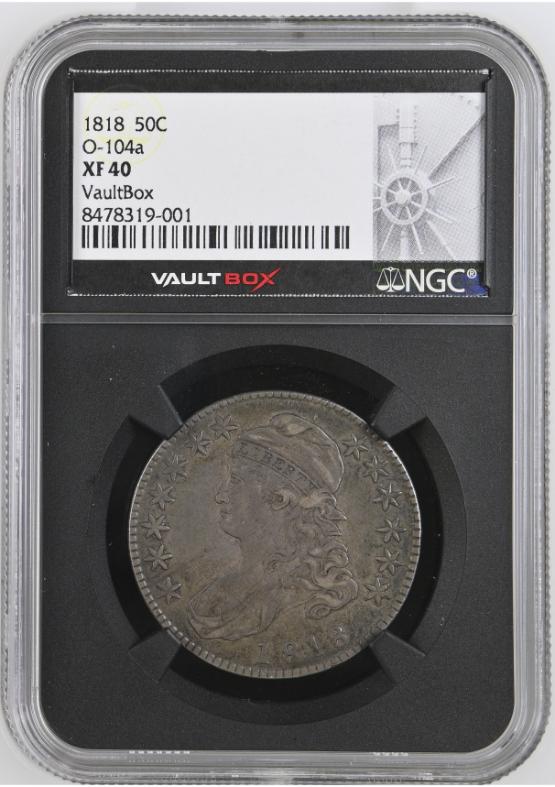1818 50C O-104A NGC XF40 FRONT