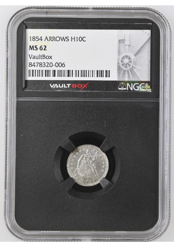 1854 ARROWS H10C NGC MS62 FRONT