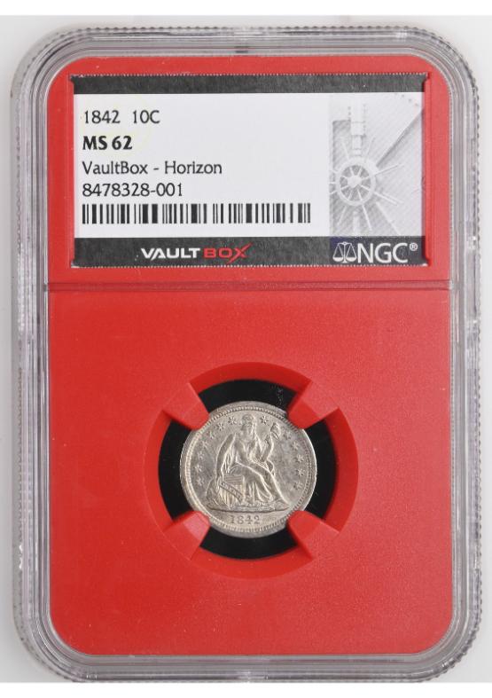 1842 10C NGC MS62 FRONT