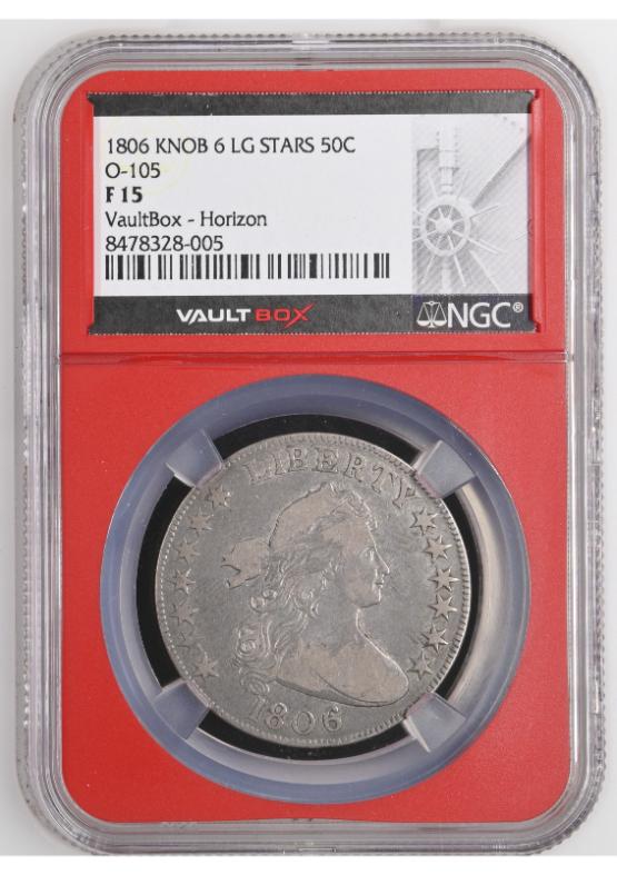 1806 KNOB 6 LG STARS 50C O-105 NGC F15 FRONT
