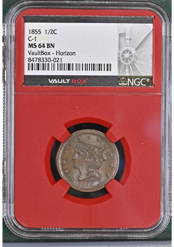 1855 1/2C C-1 NGC MS64BN FRONT