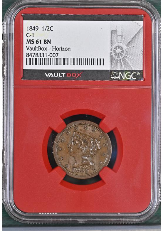 1849 1/2C C-1 NGC MS61BN FRONT