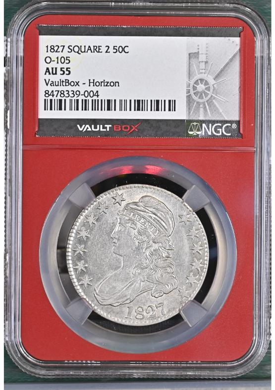 1827 SQUARE 2 50C O-105 NGC AU55 FRONT