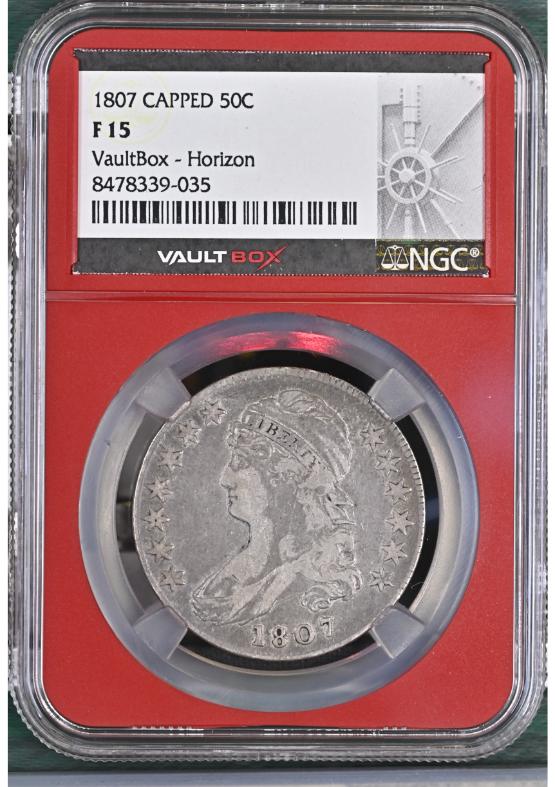 1807 CAPPED 50C NGC F15 FRONT