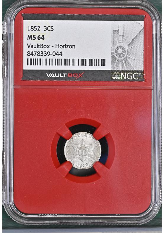1852 3CS NGC MS64 FRONT