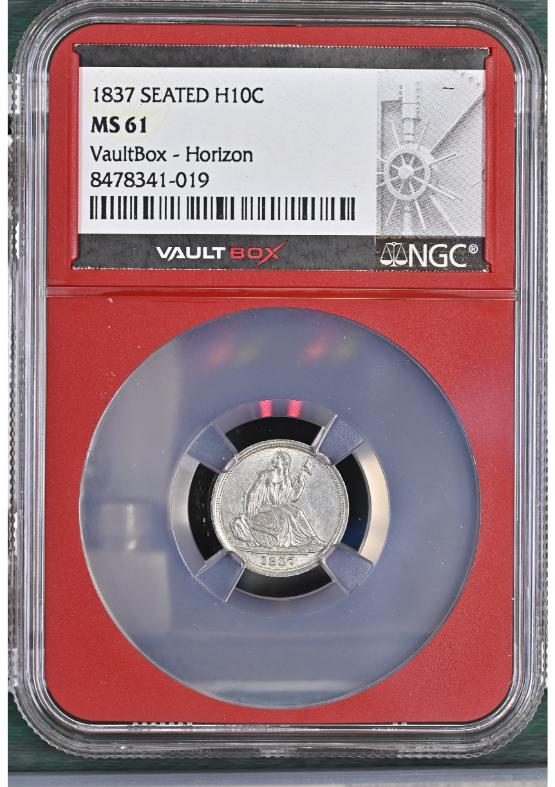 1837 SEATED H10C NGC MS61 FRONT