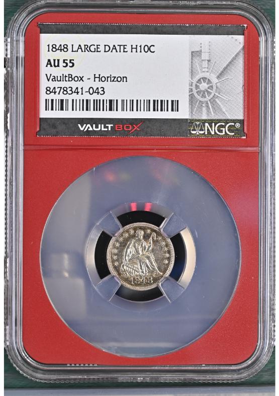 1848 LARGE DATE H10C NGC AU55 FRONT