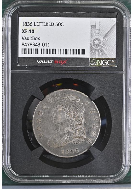 1836 LETTERED 50C NGC XF40 FRONT