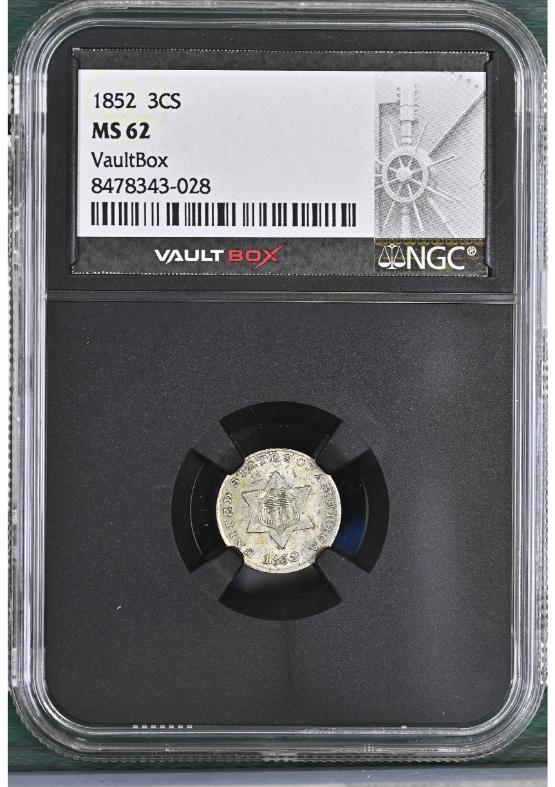 1852 3CS NGC MS62 FRONT