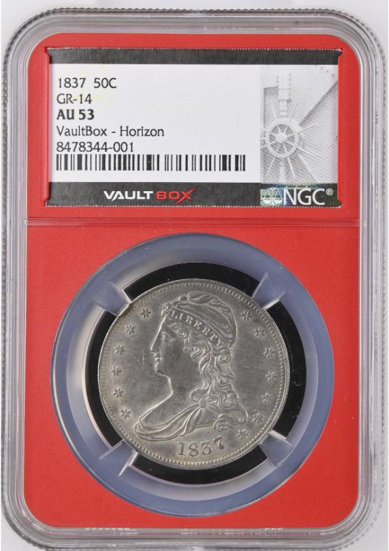 1837 50C GR-14 NGC AU53 FRONT