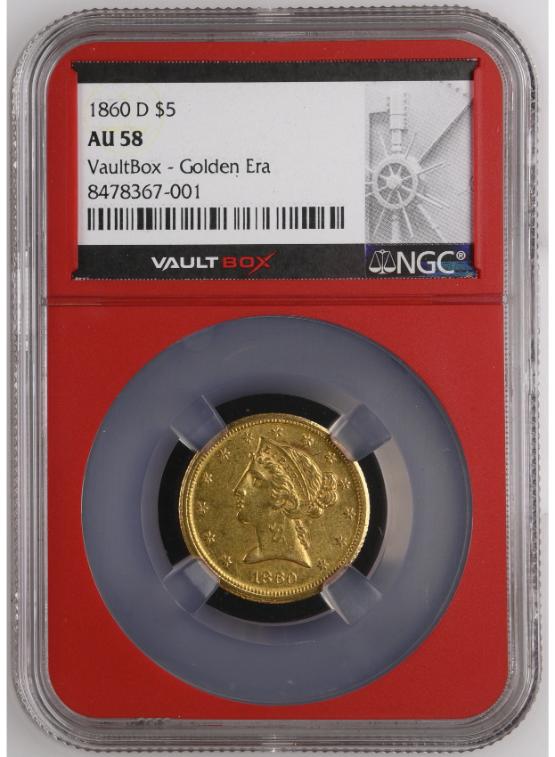 1860-D G$5 NGC AU58 FRONT