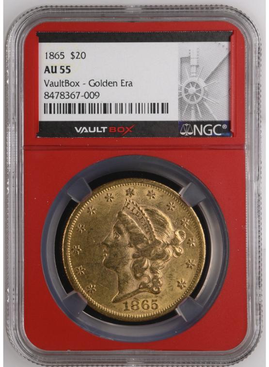 1865 G$20 NGC AU55 FRONT