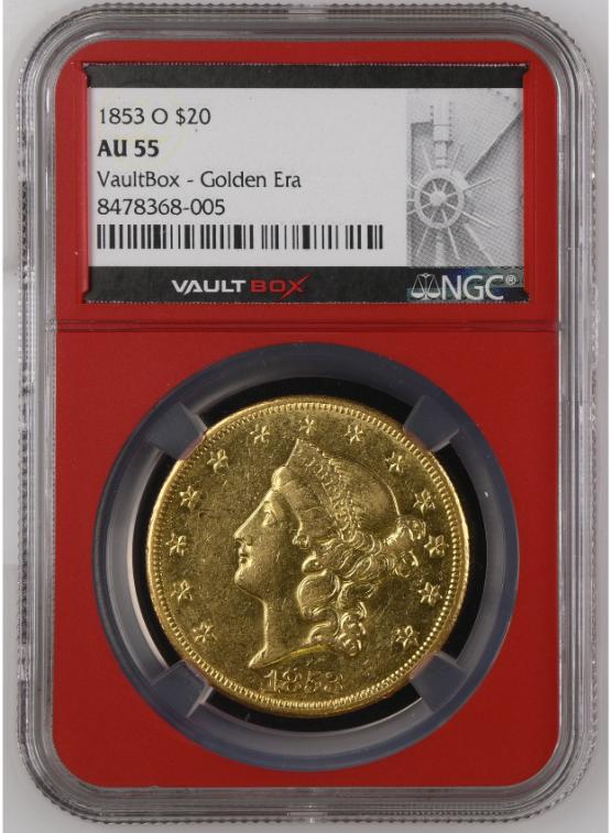 1853-O G$20 NGC AU55 FRONT