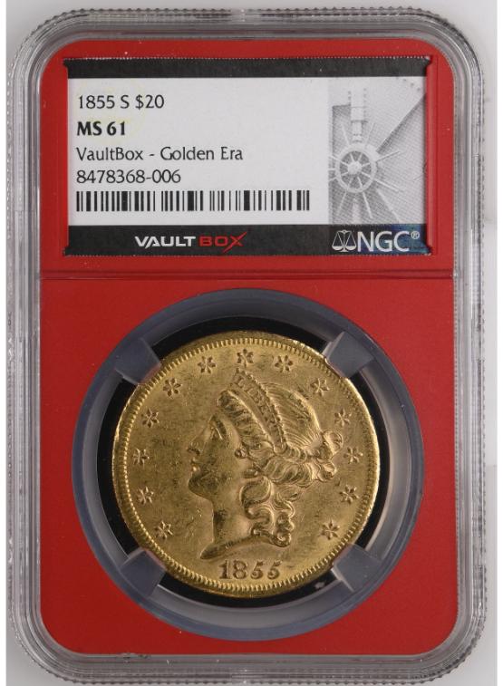 1855-S G$20 NGC MS61 FRONT