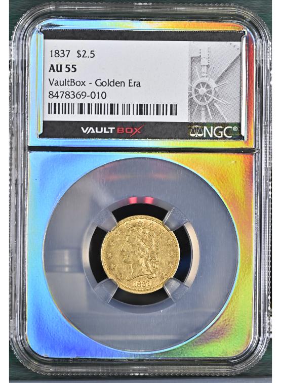 1837 G$2.5 NGC AU55 FRONT