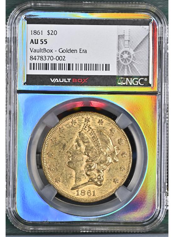 1861 G$20 NGC AU55 FRONT
