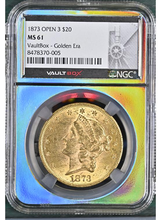 1873 OPEN 3 G$20 NGC MS61 FRONT