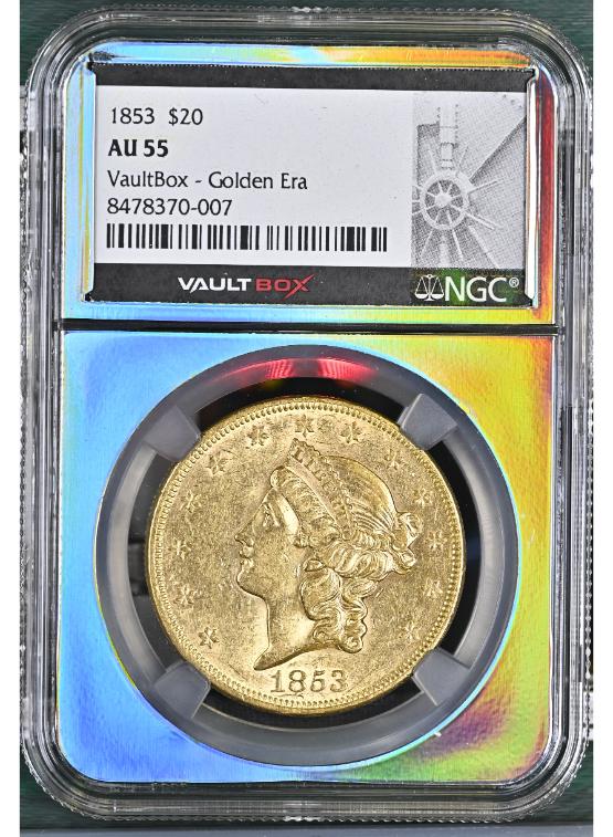 1853 G$20 NGC AU55 FRONT