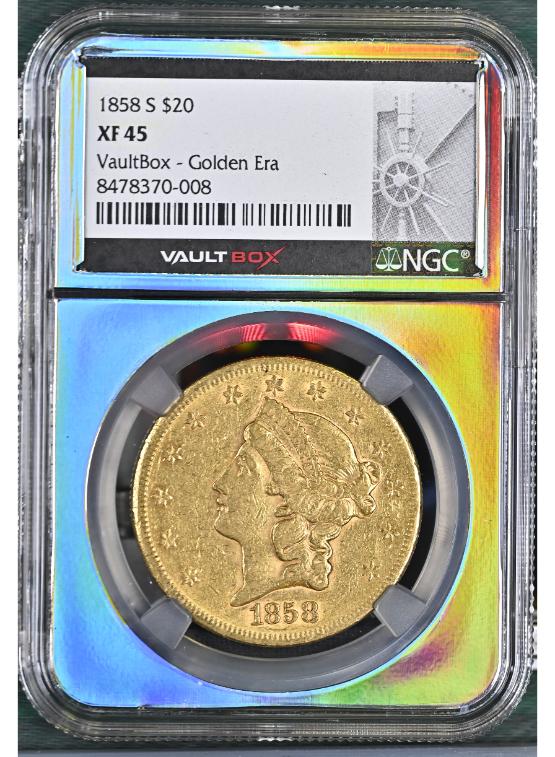 1858-S G$20 NGC XF45 FRONT