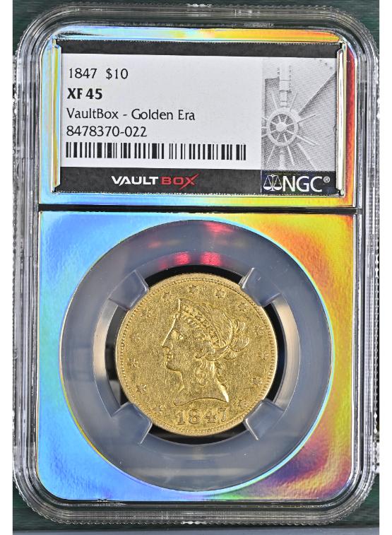 1847 G$10 NGC XF45 FRONT