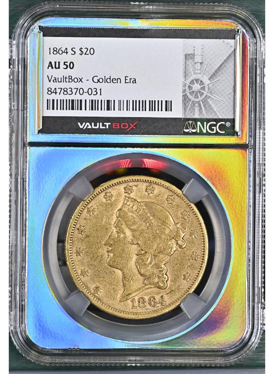 1864-S G$20 NGC AU50 FRONT