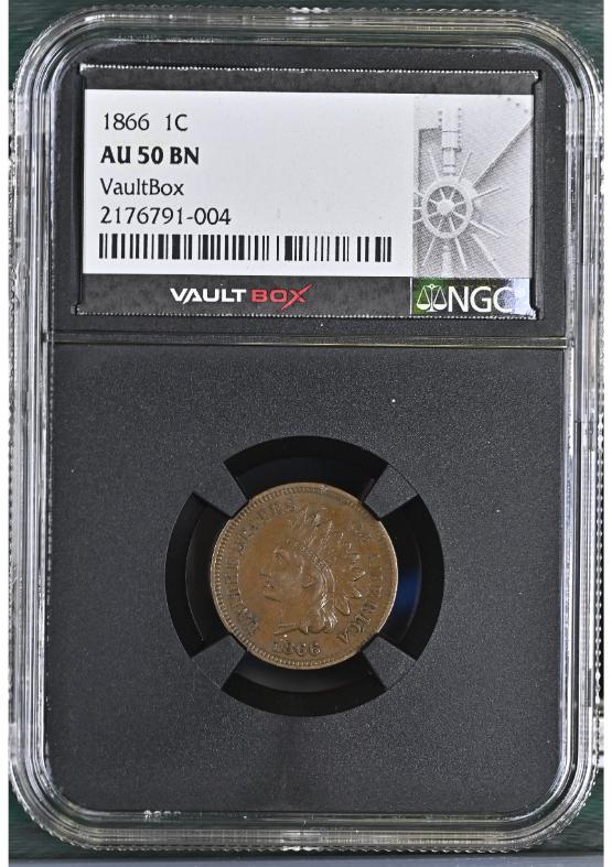 1866 1C NGC AU50BN FRONT
