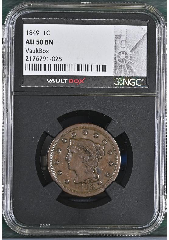 1849 1C NGC AU50BN FRONT