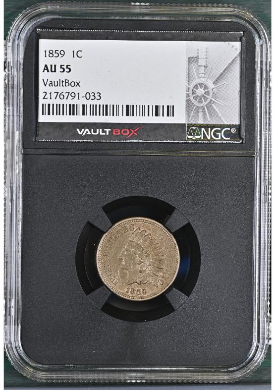1859 1C NGC AU55 FRONT