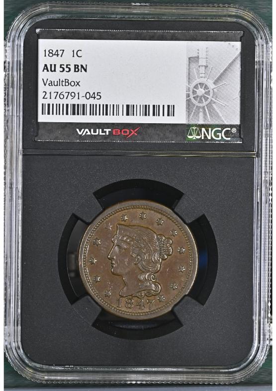 1847 1C NGC AU55BN FRONT