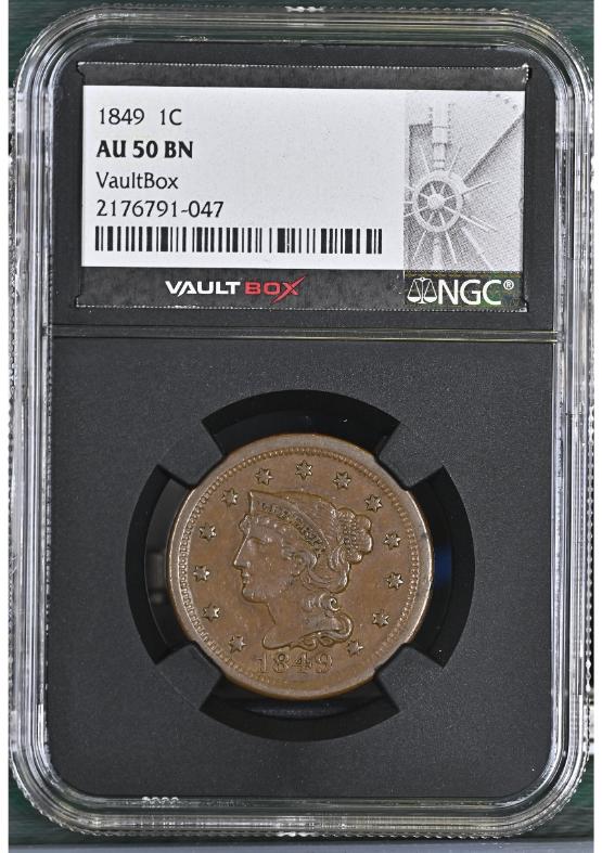 1849 1C NGC AU50BN FRONT