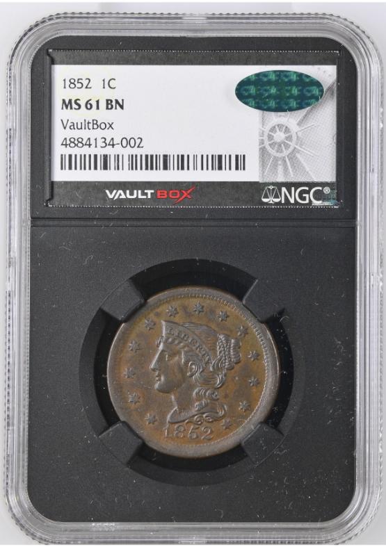 1852 1C NGC MS61BN CAC FRONT