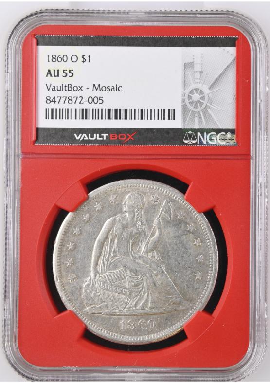 1860-O $1 NGC AU55 FRONT