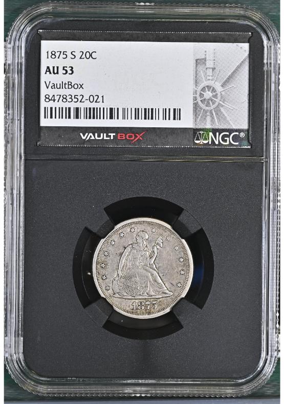 1875-S 20C NGC AU53 FRONT