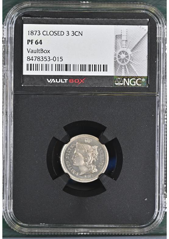 1873 CLOSED 3 3CN NGC PF64 FRONT