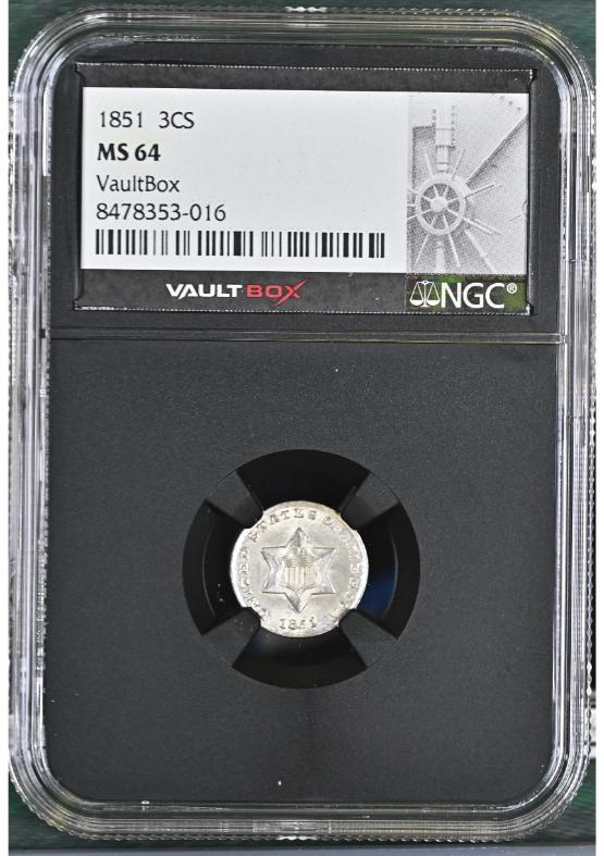 1851 3CS NGC MS64 FRONT