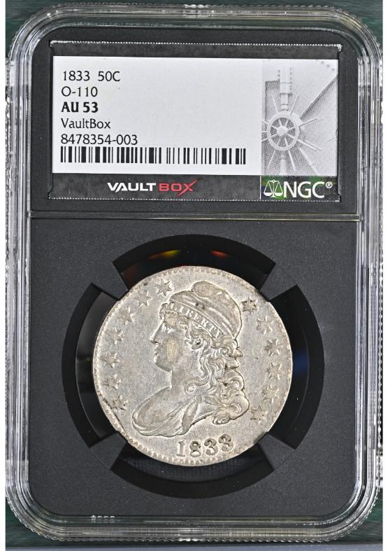 1833 50C O-110 NGC AU53 FRONT