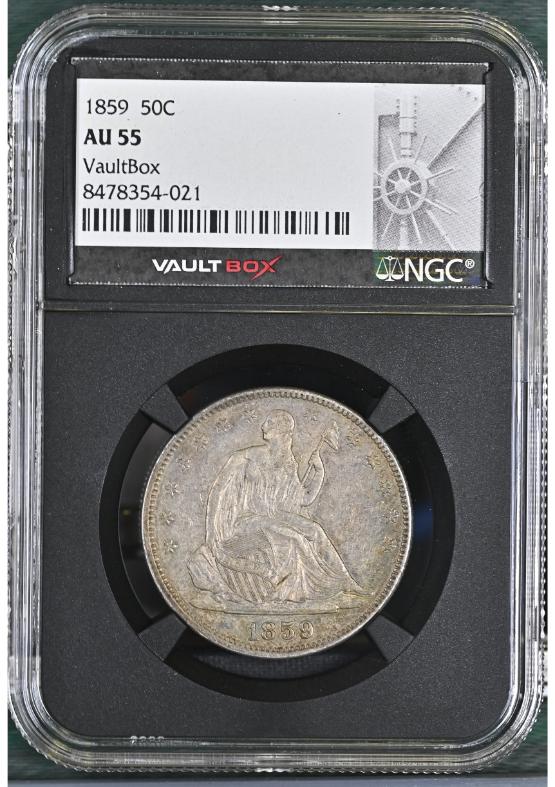 1859 50C NGC AU55 FRONT