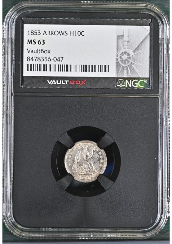 1853 ARROWS H10C NGC MS63 FRONT